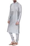 Buy_Mayank Modi - Men_Grey Cotton Silk Pintuck Kurta Set _at_Aza_Fashions