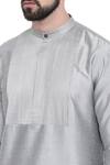 Shop_Mayank Modi - Men_Grey Cotton Silk Pintuck Kurta Set _Online_at_Aza_Fashions