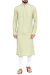 Buy_Mayank Modi - Men_Yellow Linen Kurta Set  _at_Aza_Fashions