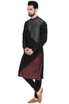 Buy_Mayank Modi - Men_Grey Cotton Silk Geometric Kurta Set_Online_at_Aza_Fashions