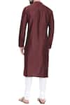 Shop_Mayank Modi - Men_Brown Cotton Silk Mandarin Collar Kurta Set _at_Aza_Fashions