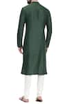 Shop_Mayank Modi - Men_Green Cotton Silk Mandarin Collar Kurta Set _at_Aza_Fashions