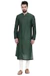 Buy_Mayank Modi - Men_Green Cotton Silk Mandarin Collar Kurta Set _Online_at_Aza_Fashions