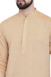 Shop_Mayank Modi - Men_Brown Linen Kurta Set _Online_at_Aza_Fashions