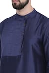 Shop_Mayank Modi - Men_Blue Silk Pintuck Kurta And Churidar Set _Online_at_Aza_Fashions