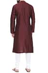 Shop_Mayank Modi - Men_Brown Silk Overlap Kurta And Churidar Set _at_Aza_Fashions