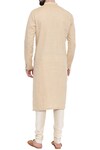 Shop_Mayank Modi - Men_Beige Linen Embroidered Kurta Set _at_Aza_Fashions