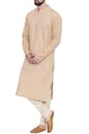 Mayank Modi - Men_Beige Linen Embroidered Kurta Set _Online_at_Aza_Fashions