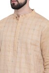 Buy_Mayank Modi - Men_Beige Linen Embroidered Kurta Set _Online_at_Aza_Fashions