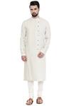 Buy_Mayank Modi - Men_Beige Linen Overlap Kurta Set  _Online_at_Aza_Fashions