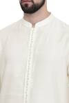 Buy_Mayank Modi - Men_Cream Silk Jaquard Kurta And Churidar Set_Online_at_Aza_Fashions
