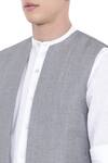 Mayank Modi - Men_Grey Linen Short Jacket_at_Aza_Fashions