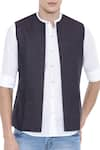 Shop_Mayank Modi - Men_Purple Linen Short Jacket  _at_Aza_Fashions