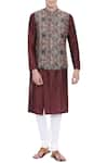 Buy_Mayank Modi - Men_Brown Chanderi Printed Bundi  _at_Aza_Fashions