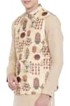 Buy_Mayank Modi - Men_Yellow Chanderi Printed Bundi _Online_at_Aza_Fashions