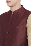 Shop_Mayank Modi - Men_Brown Silk Embroidered Bundi _Online_at_Aza_Fashions