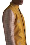 Qbik_Beige Raw Silk Embroidered Nehru Jacket And Kurta Set_Online_at_Aza_Fashions
