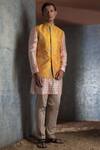 Buy_Qbik_Beige Raw Silk Embroidered Nehru Jacket And Kurta Set_Online_at_Aza_Fashions