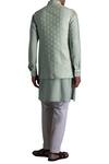 Shop_Qbik_White Chanderi Silk Nehru Jacket And Kurta Set_at_Aza_Fashions