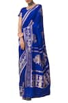 Ekaya x Masaba_Blue Handwoven Silk Saree_Online_at_Aza_Fashions