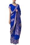 Shop_Ekaya x Masaba_Blue Handwoven Silk Saree_at_Aza_Fashions