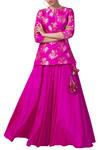 Buy_Ekaya x Masaba_Pink Silk Handwoven Kurta Lehenga Set_at_Aza_Fashions