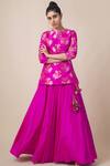 Shop_Ekaya x Masaba_Pink Silk Handwoven Kurta Lehenga Set_Online_at_Aza_Fashions