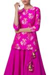 Buy_Ekaya x Masaba_Pink Silk Handwoven Kurta Lehenga Set_Online_at_Aza_Fashions