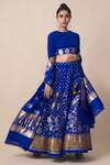 Buy_Ekaya x Masaba_Blue Silk Handwoven Lehenga Set_Online_at_Aza_Fashions