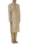 Arihant Rai Sinha_Gold Raw Silk Straight Kurta With Churidar _Online_at_Aza_Fashions