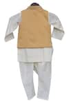 Shop_Fayon Kids_Off White Cotton, Silk Embroidery, Applique Cowl Drape Kurta Set _at_Aza_Fashions