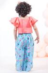 Shop_Fayon Kids_Blue Dupion Silk Crop Top With Pants _at_Aza_Fashions