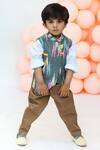 Buy_Fayon Kids_White Cottonlining Fabric Shantoon Printed Jacket With Shirt And Pant _at_Aza_Fashions