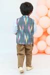 Shop_Fayon Kids_White Cottonlining Fabric Shantoon Printed Jacket With Shirt And Pant _at_Aza_Fashions