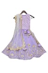 Buy_Fayon Kids_Purple Embroidered Lehenga Set For Girls_at_Aza_Fashions
