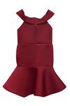 Shop_Fayon Kids_Maroon Lycra Fabric Flowers 3d Fish Gown _at_Aza_Fashions