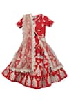 Buy_Fayon Kids_Red Cotton, Georgette Sequins, Gota Patti, Tassels Embroidered Lehenga Set _at_Aza_Fashions