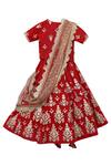 Shop_Fayon Kids_Red Cotton, Georgette Sequins, Gota Patti, Tassels Embroidered Lehenga Set _at_Aza_Fashions