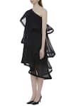 Buy_Gauri & Nainika_Black Viscose Georgette Asymmetric One Shoulder Dress For Women_Online_at_Aza_Fashions