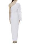 Shop_Gauri & Nainika_White Micro Asymmetric One Shoulder Maxi Dress _at_Aza_Fashions