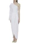 Buy_Gauri & Nainika_White Micro Asymmetric One Shoulder Maxi Dress _Online_at_Aza_Fashions