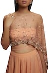 Shloka Khialani_Peach Georgette One Shoulder Top And Skirt Set_Online_at_Aza_Fashions