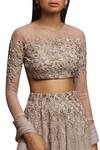 Shop_Shloka Khialani_Grey Silk, Net, Georgette, Santoon Round Embroidered Lehenga Set _Online_at_Aza_Fashions