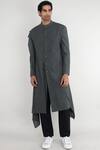 Buy Antar Agni Green Handwoven Cotton Asymmetric Jacket at Aza Fashions Buy_Antar Agni_Green Handwoven Cotton Asymmetric Jacket _at_Aza_Fashions