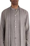 Antar Agni_Grey Silk Overlay Long Kurta_at_Aza_Fashions