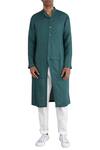 Buy_Antar Agni_Green Linen Layered Kurta_at_Aza_Fashions