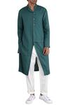 Antar Agni_Green Linen Layered Kurta_Online_at_Aza_Fashions