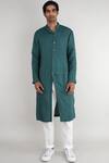 Buy_Antar Agni_Green Linen Layered Kurta_Online_at_Aza_Fashions