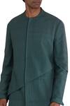 Antar Agni_Green Handwoven Cotton Jacket_at_Aza_Fashions