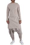 Buy_Antar Agni_Grey Handwoven Cotton Kurta _Online_at_Aza_Fashions
